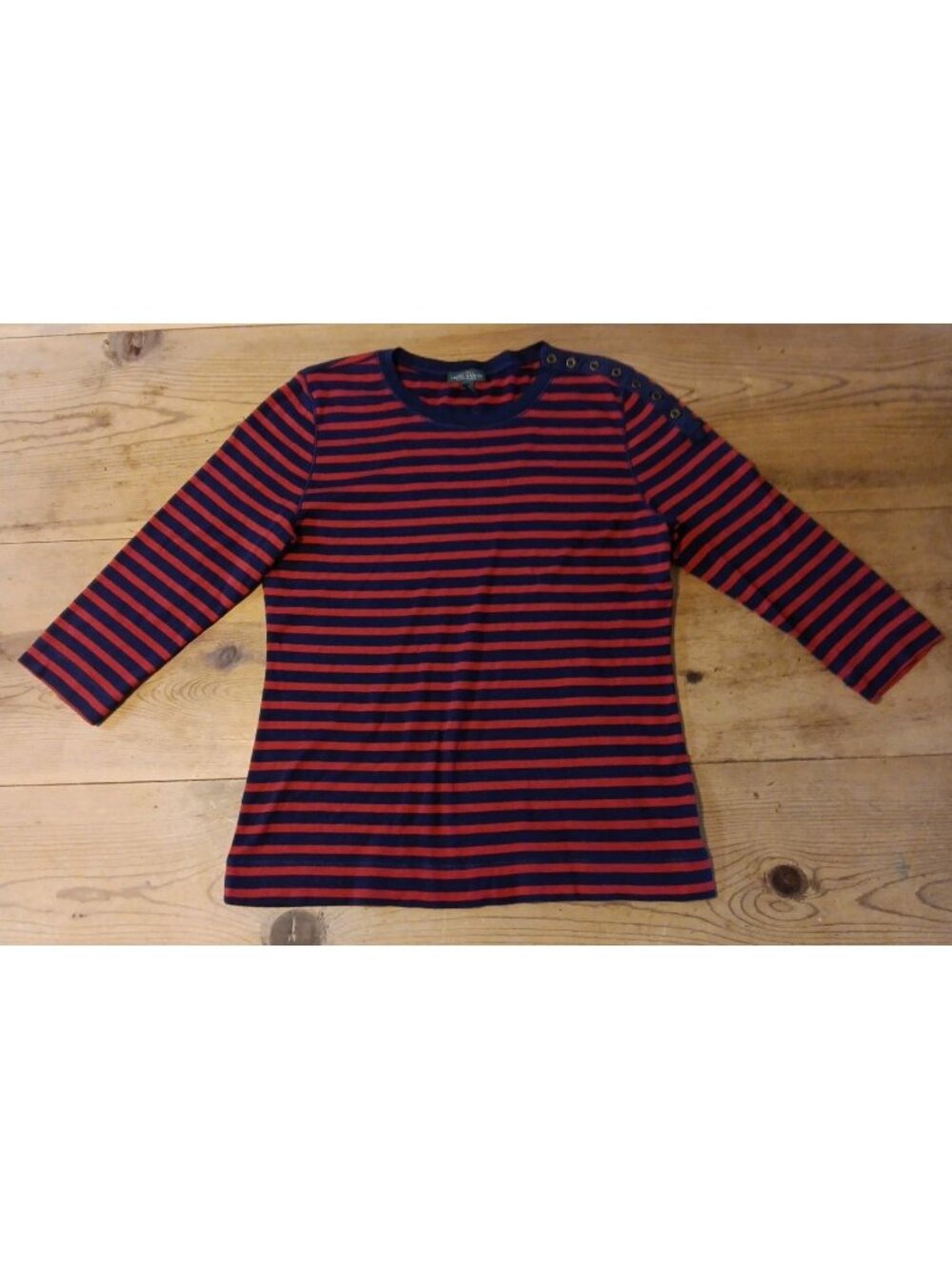 LRL Lauren Jeans Ralph Women XL T-Shirt Tee Top Soft Cotton Navy Stripe Nautical